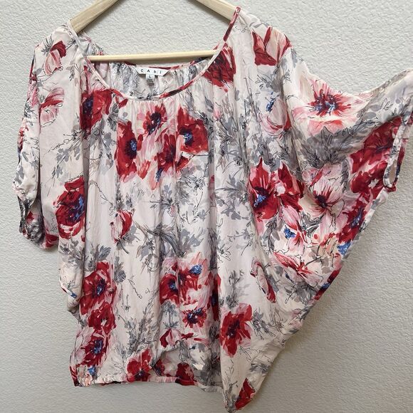 Cabi 399 Gypsy Size Large Watercolor Floral 100% Silk Flowy Dolman Blouse Top - Picture 5 of 10